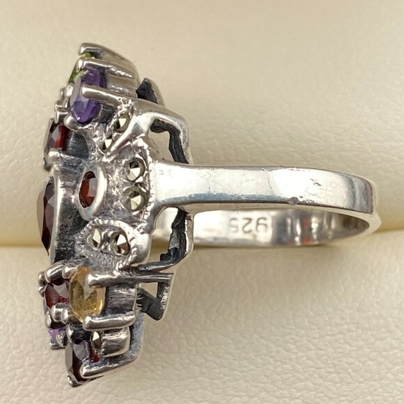 Heart Shaped Multi Gemstone Garnet Citrine Amethyst Sterling Silver Ring Sz. 5 - Picture 6 of 15